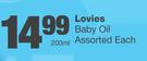 Lovies Baby Oil Assorted-200ml Each
