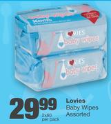 Lovies Baby Wipes Assorted-2x80 Per Pack