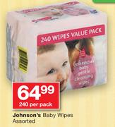 Johnson's Baby Wipes Assorted-240 Per Pack