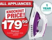 Platinum 2200W Comfort Steam Iron-Each