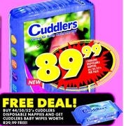 Cuddlers Disposable Nappies 44/50/52's-per pack