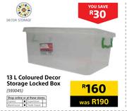  Decor Storage 13Ltr Coloured Locked Box