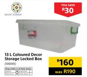 Decor Storage 13L Coloured Decor Storage Locked Box