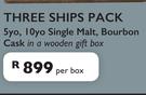 Three Ships 5YO, 10YO Single malt, Bourbon Cask In Wooden Gift Box-Per Box