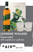 Johnnie Walker Green Label With 2 Glasses In A Gift Box-Per Unit
