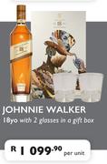 Johnnie Walker 18 YO With 2 Glasses In A Gift Box-Per Unit