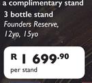 The Glenlivet 3 Bottle Stand With Founders Reserve, 12 YO, 15 YO, With Complimentary Stand-Per Stand