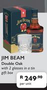 Jim Beam Double Oak With 2 Glasses In A Tin Gift Box-Per Unit