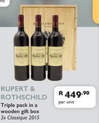   2 x Baroness Nadine Chardonnay 2015, 2 x Classique 2014, 2 x Baron Edmond 2013.