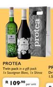 Protea Twin Pack In A Gift Pack 1 x Sauvignon Blanc, 1 x Shiraz-Per Unit