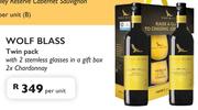 Wolf Blass Twin Pack With 2 Stemless Glasses In A Gift Box 2 x Chardonnay-Per Unit