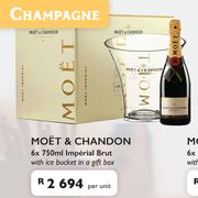 Moet & Chandon Imperial Brut-6 x 750ml Per Unit With Ice Bucket In A Gift Box