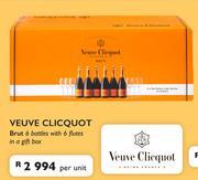 Veuve Clicquot Brut 6 Bottles With 6 Flutes In A Gift Box-Per Unit