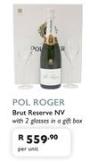 Pol Roger Brut Reserve NV With 2 Glasses In A Gift Box-Per Unit