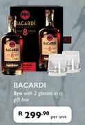 Bacardi 8yo With 2 Glasses In A Gift Box-Per Unit