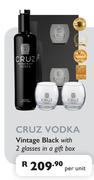 Cruz Vodka Vintage Black With 2 Glasses In A Gift Box-Per Unit