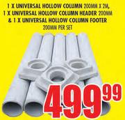 Universal Hollow Coloumn 200mmx2m, Column Header 200mm & Universal Hollow Column Footer200mm-Per Set