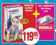 Cuddlers Comfort Nappies-Each + Free Cuddlers Wet Wipes 24's Pack
