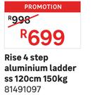 Rise 4 Step Aluminium Ladder SS 120cm 150Kg 81491097