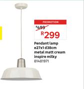Inspire Milky Metal Matt Cream Pendant Lamp E27 x 1 D38cm 81491971