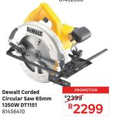 Dewalt Corded Circular Saw 65mm 1350W DT1151 81456410