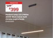 Inspire Fonda 2190lm 3000K 90cm Metal Matt Chrome LED Pendant Lamp 81485585