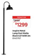 Inspire Metal Lamp Post Matte Black E27 60W 2m 81401767