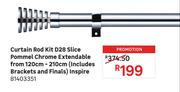 Inspire Slice Pommel Chrome Extendable From 120cm-210cm D28 Curtain Rod Kit 81403350
