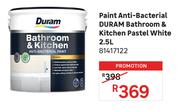 Duram 2.5L Bathroom & Kitchen Pastel White Paint Anti Bacterial 81417122