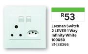 Lexman Switch 2 Lever 1 Way Infinity White 100 x 50 81488366