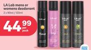 La Lab Mens Or Women Deodorant-2 x 90ml/120ml Per Pack