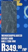 Large Format Porcelain Tile 1NEOQUEDARPOL60x120 Quebek Dark 600 x 1200mm-Per Sqm
