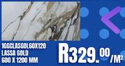 Large Format Porcelain Tile 1GGCLASGOL60X120 Lassa Gold 600 x 1200mm-Per Sqm