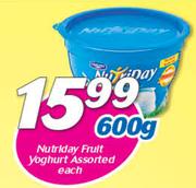 Nutriday Fruit Yoghurt Assorted-600g Each