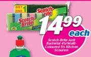 Scotch Brite Anti Bacterial 4's/Multi Coloured 5's Kitchen Scourers-Each