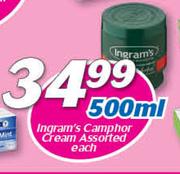 Ingram's Camphor Cream Assorted-500ml Each