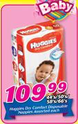 Huggies Dry Comfort Disposable Nappies Assorted-44's/50's/58's/66's Each