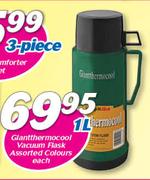 Giantthermocool 1Ltr Vacuum Flask Assorted Colours-Each