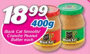 Black Cat Smooth/Crunchy Peanut Butter-400g Each