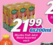 Rhodes Fruit Juice Blend Assorted-6 x 200ml Each