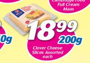 Clover Cheese Slices Assorted-200g Each