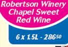 Robertson Winery Chapel Sweet Red Wine-6x1.5Ltr