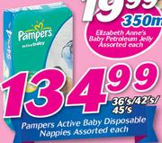 Pampers Active Baby Disposable Nappies Assorted-36/42/45's Each
