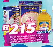 Cambridge Food Cake Flour 10kg + Cambridge Food Rice 10kg + Cambridge Food Sunflower Oil 5Ltr-Combo