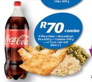 4 Piece Hake + Mozambican Rice 600g + Coleslaw 500g + Coca-Cola Soft Drink 2Ltr Combo