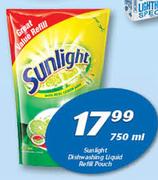 Sunlight Dishwashing Liquid Refill Pouch-750ml