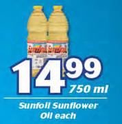 Sunfoil Sunflower Oil-750ml Each