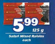 Safari Mixed Raisins-125g Each