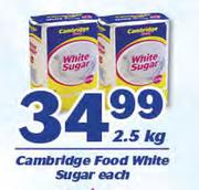 Cambridge Food White Sugar-2.5kg Each