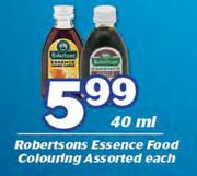 Robertsons Essence Food Colouring-40ml Each